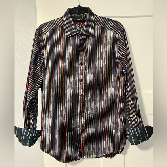 Robert Graham Shirts Robert Graham Black Striped Shirt With French